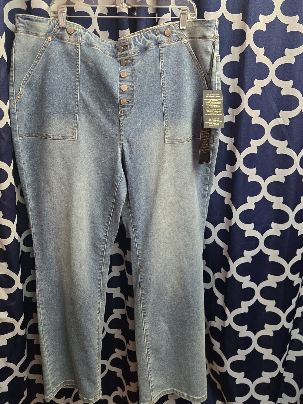 Diane Gilman Womans Light Blue  Button-Fly Jeans Size 22W, 30th Anniversary.